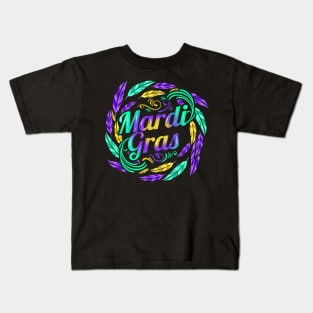 Lettering In A Circle Circule Of Feathers For Mardi Gras Kids T-Shirt